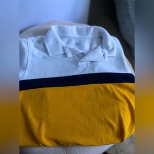 GAP brand boys polo in white, blue, and gold